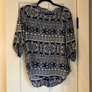 Navy Patterned Blouse